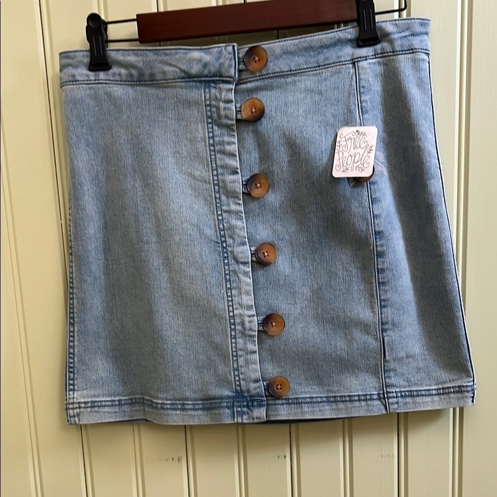 Free People NWT Denim Button-Front Skirt, Size 12